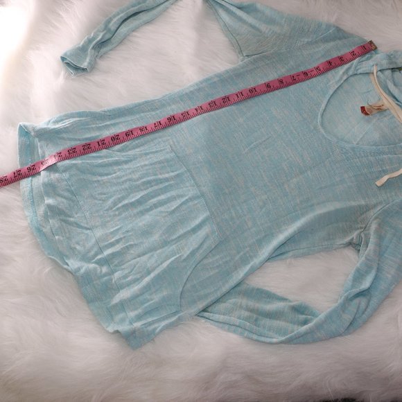 No Boundaries Light Teal Hooded Tunic with Pocket - Picture 9 of 9